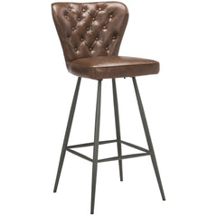 Aster Mid-Century Camel Leather Bar Stool