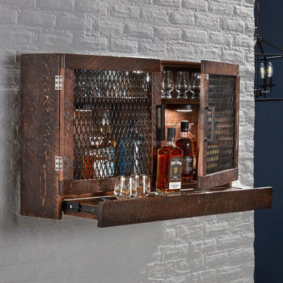 Barrel-Inspired Spirits Wall Bar with Prep Shelf | Wine Enthusiast | Wine & Bar Cabinets | 3311501