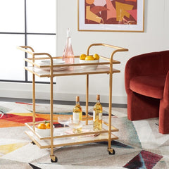 Lameris Matte Gold Bar Cart With Handles