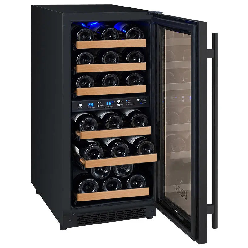 Allavino 15" Wide FlexCount II Tru-Vino 30 Bottle Dual Zone Black Wine Fridge