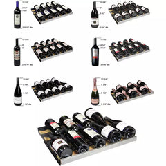 Allavino 47" Wide FlexCount II Tru-Vino 349 Bottle Three Zone Black Side-by-Side Wine Fridge
