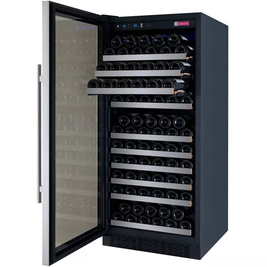 Allavino 24" Wide FlexCount II Tru-Vino 128 Bottle Single Zone Stainless Steel Left Hinge Wine Refrigerator