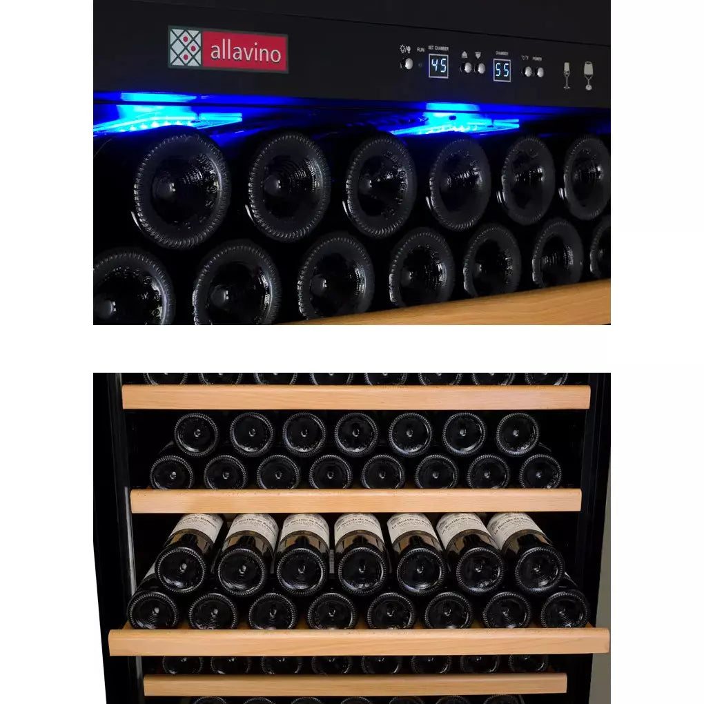 Allavino 63" Wide Vite II Tru-Vino 554 Bottle Dual Zone Stainless Steel Side-by-Side Wine Fridge