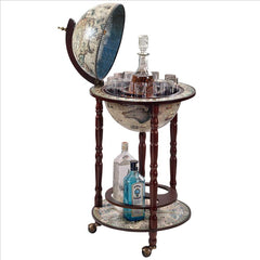 Sixteenth Century Crema Durata Bar Globe Bar Cart | Design Toscano | SJ330016