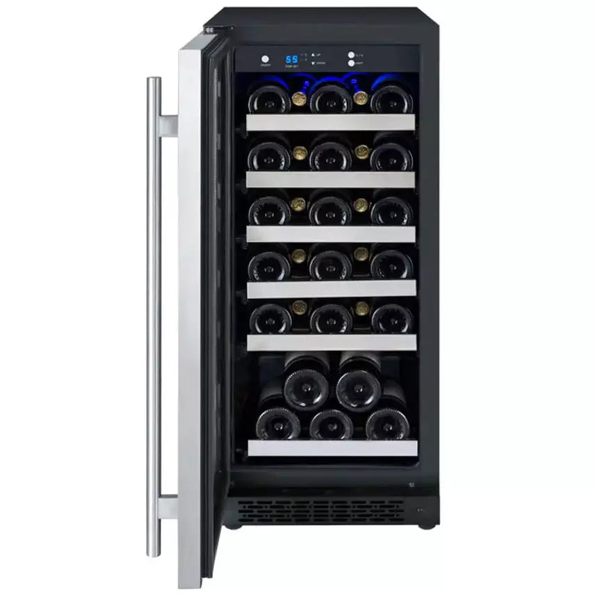 Allavino 15" Wide FlexCount II Tru-Vino 30 Bottle Single Zone Stainless Steel Wine Cooler
