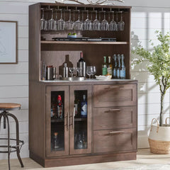 Umbria 2-Piece Bar Hutch Cabinet with Cooling Storage Option | Wine Enthusiast | 34301K8